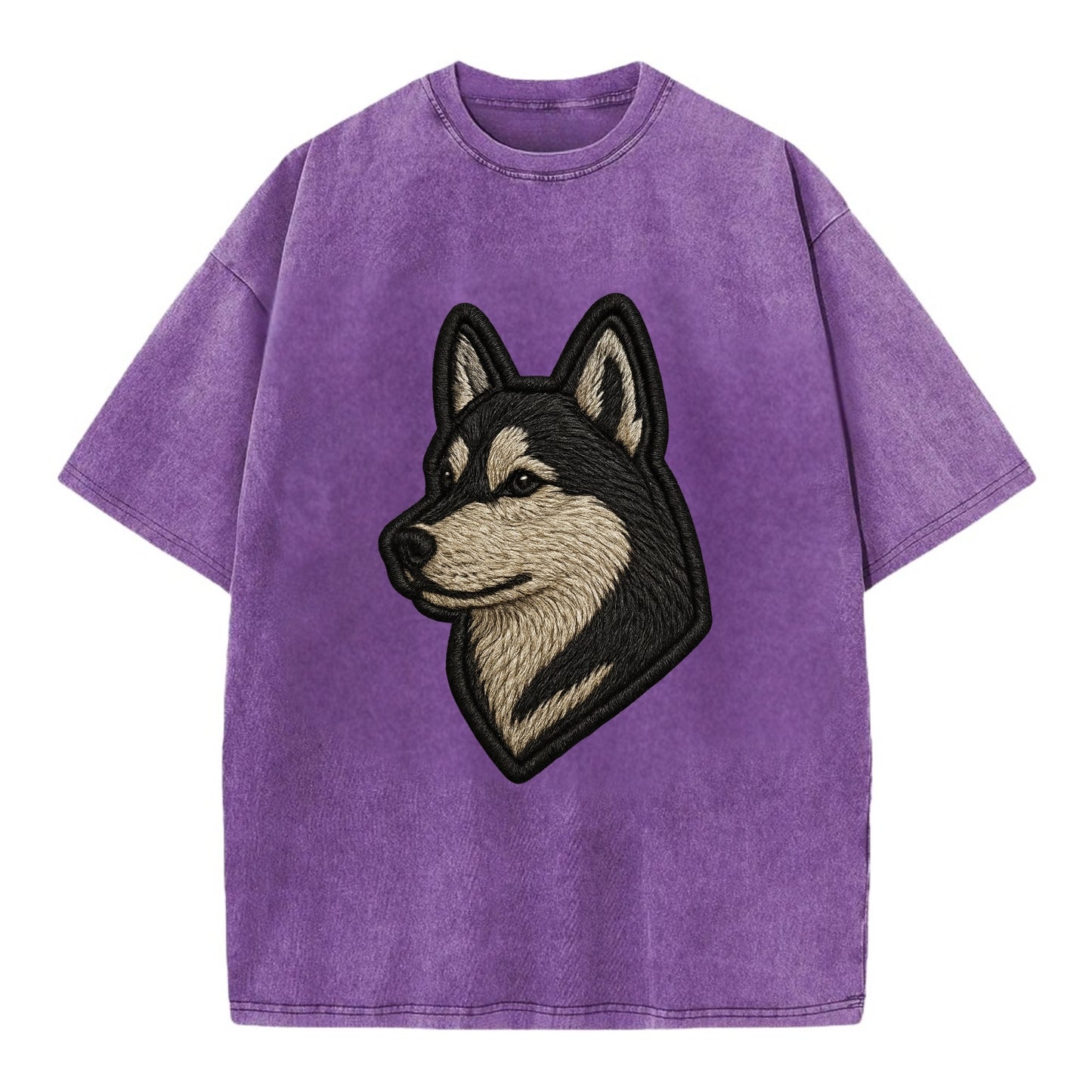 Siberian Husky - Contemporary wolf-like - Vintage T-shirt - Purple