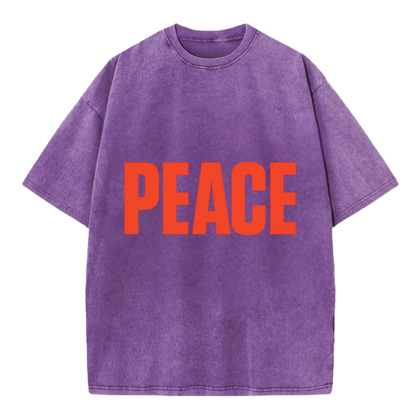 Bold typography design - "PEACE" - inner calm, tranquility, serenity - Vintage T-shirt - Purple
