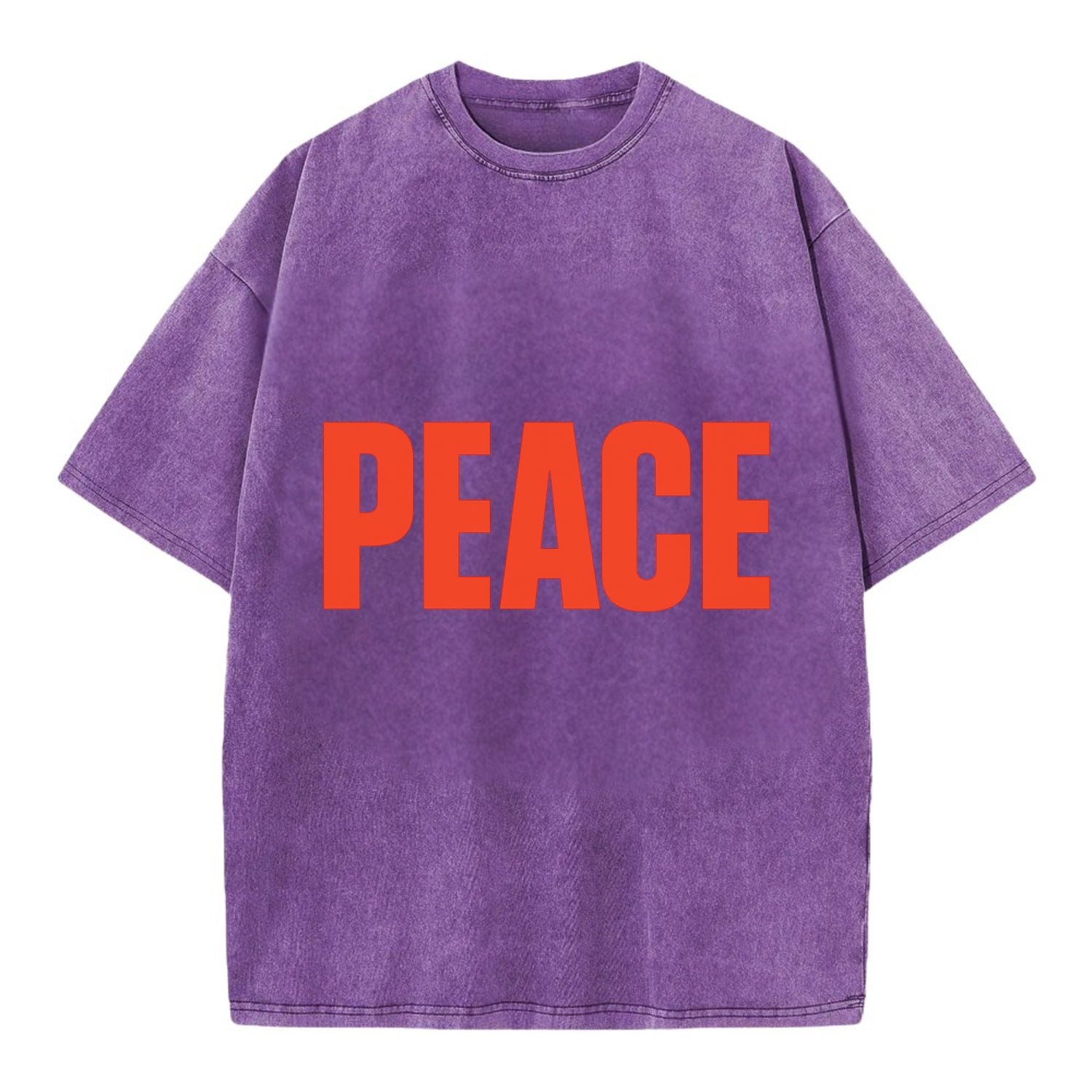Bold typography design - "PEACE" - inner calm, tranquility, serenity - Vintage T-shirt - Purple