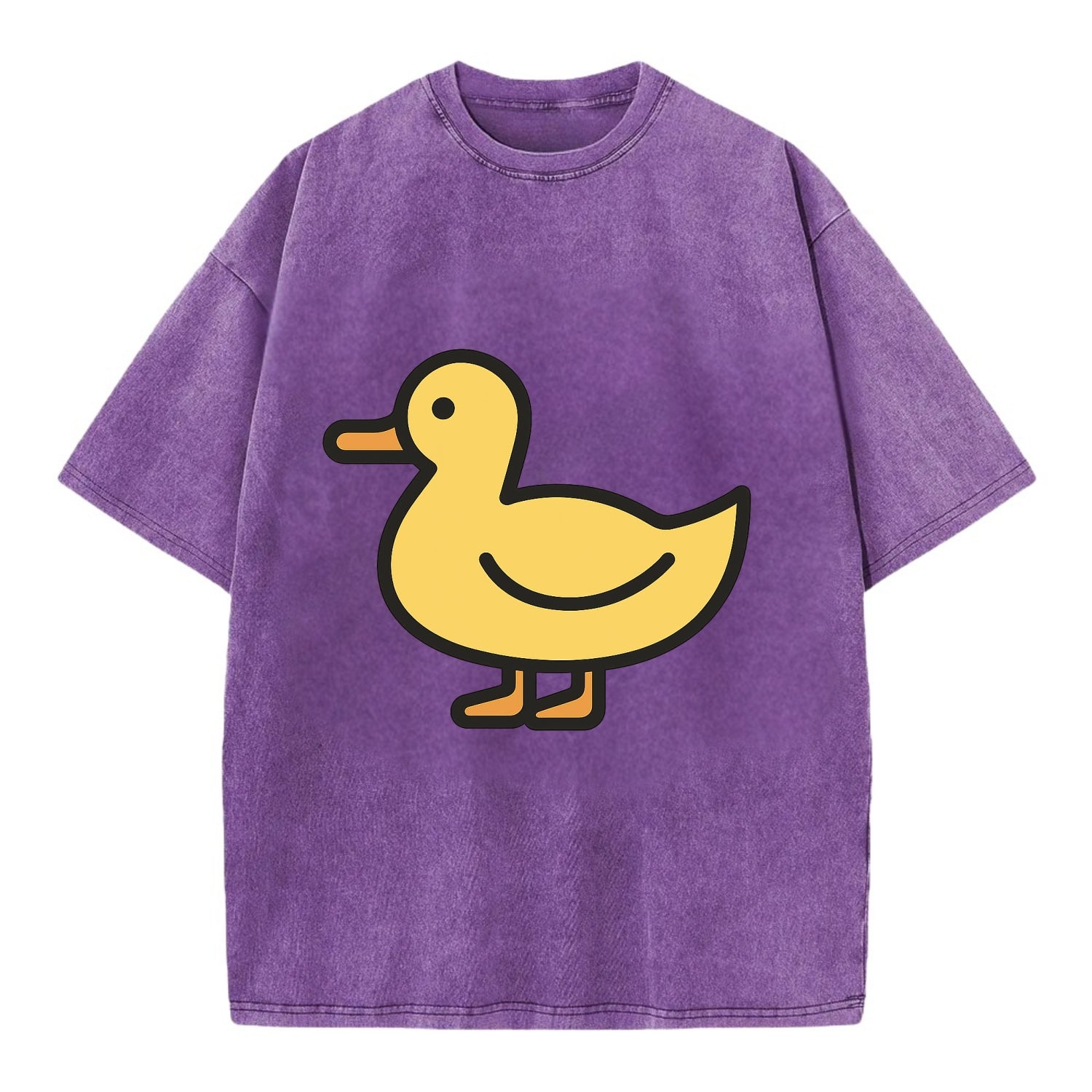 Duck - Yellow mallard flat side profile - Vintage T-shirt - Purple