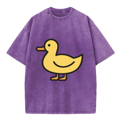 Duck - Yellow mallard flat side profile - Vintage T-shirt - Purple