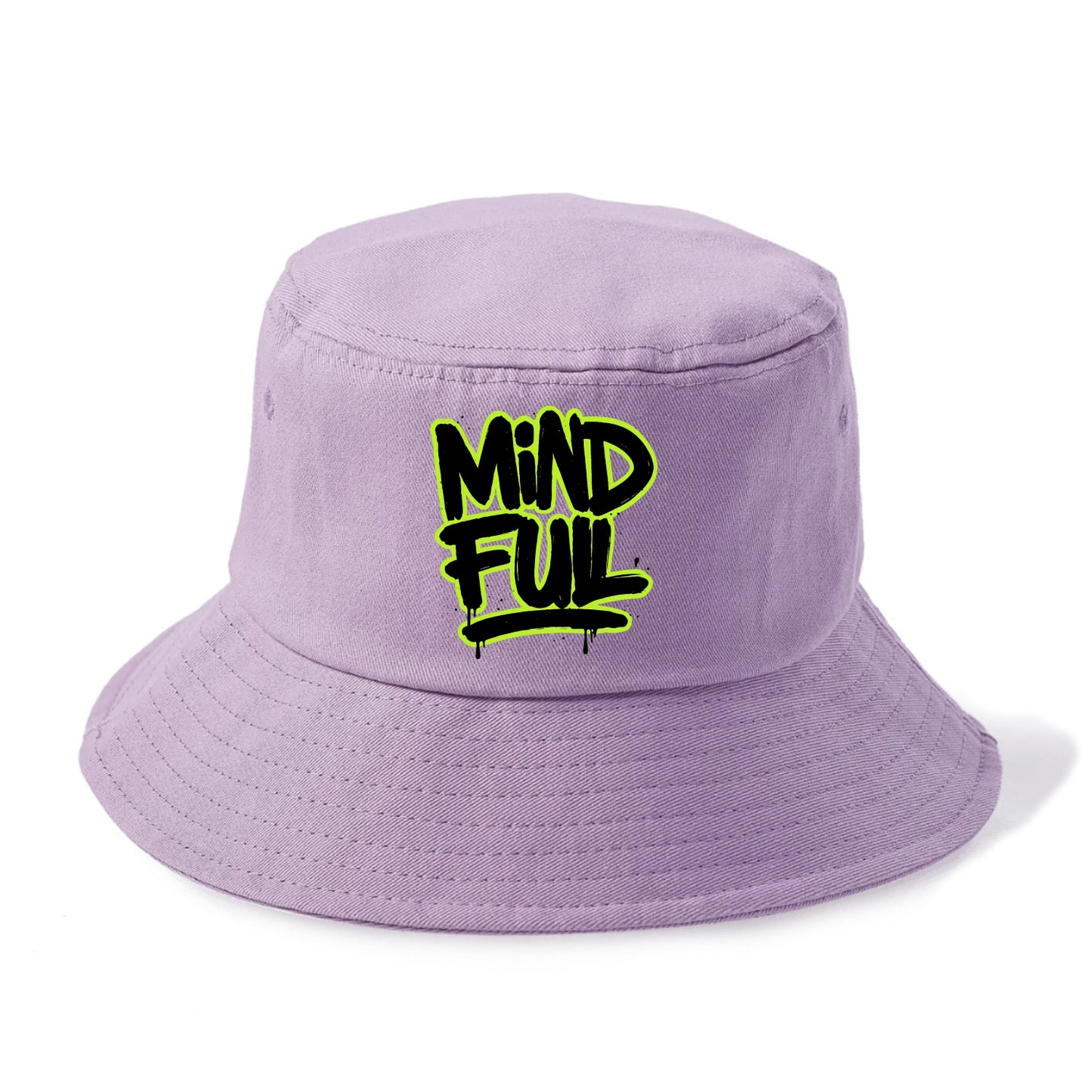 Bold typography design - "MINDFUL" - present awareness, conscious living - Bucket Hat - Purple
