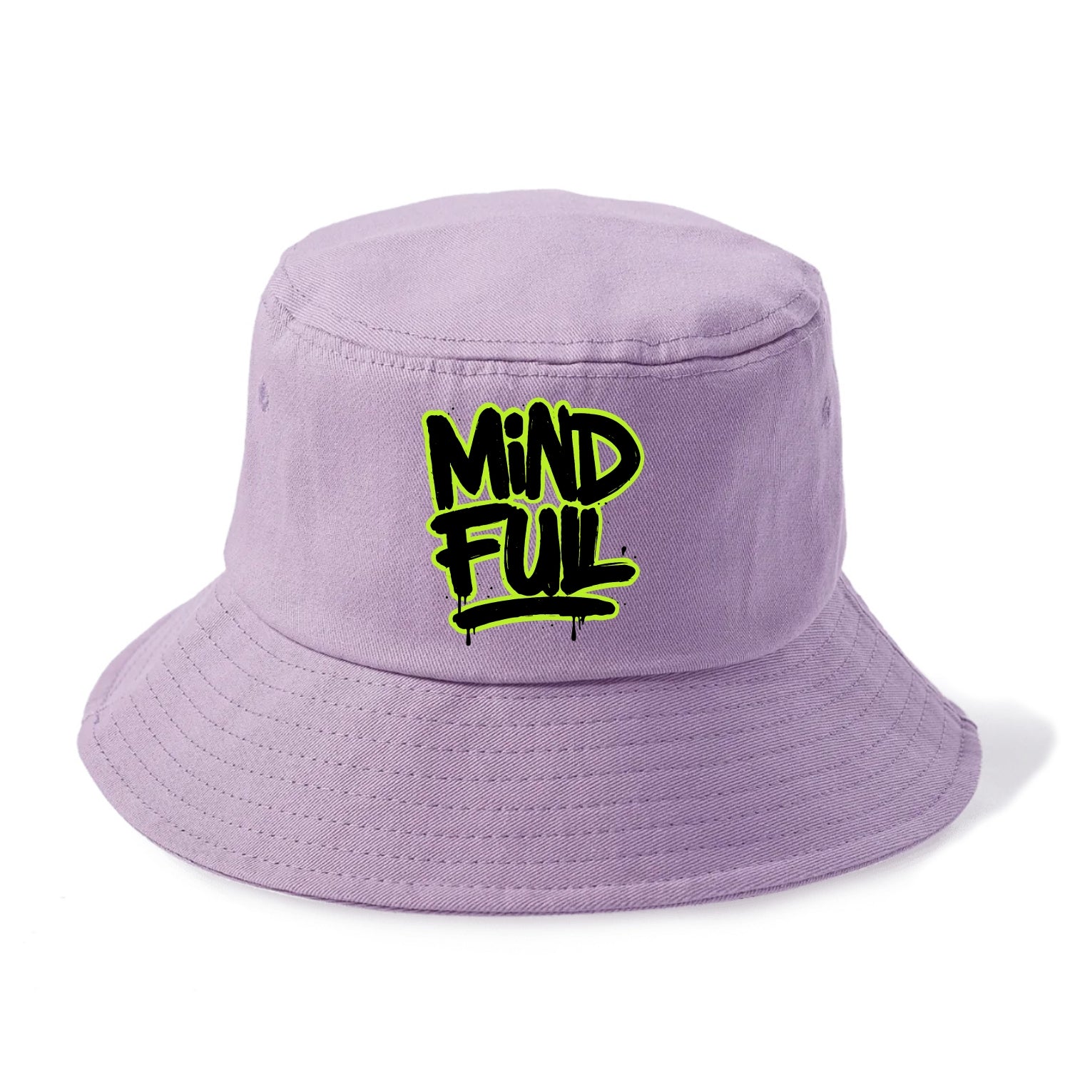 Bold typography design - "MINDFUL" - present awareness, conscious living - Bucket Hat - Purple