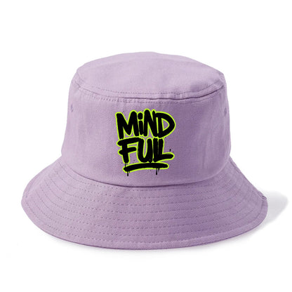 Bold typography design - "MINDFUL" - present awareness, conscious living - Bucket Hat - Purple