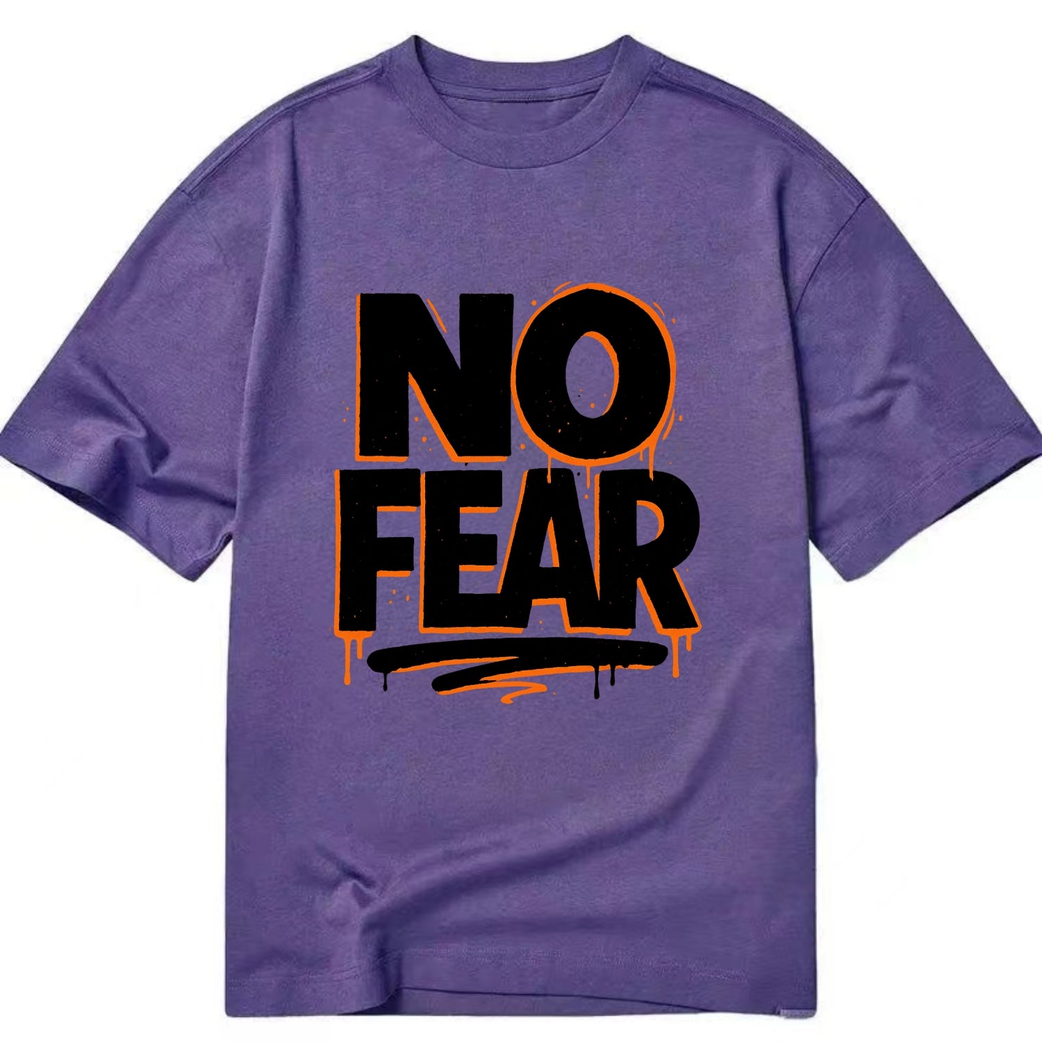 Bold typography design - "NO FEAR" - courage, bravery - Classic T-shirt - Purple