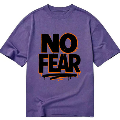 Bold typography design - "NO FEAR" - courage, bravery - Classic T-shirt - Purple