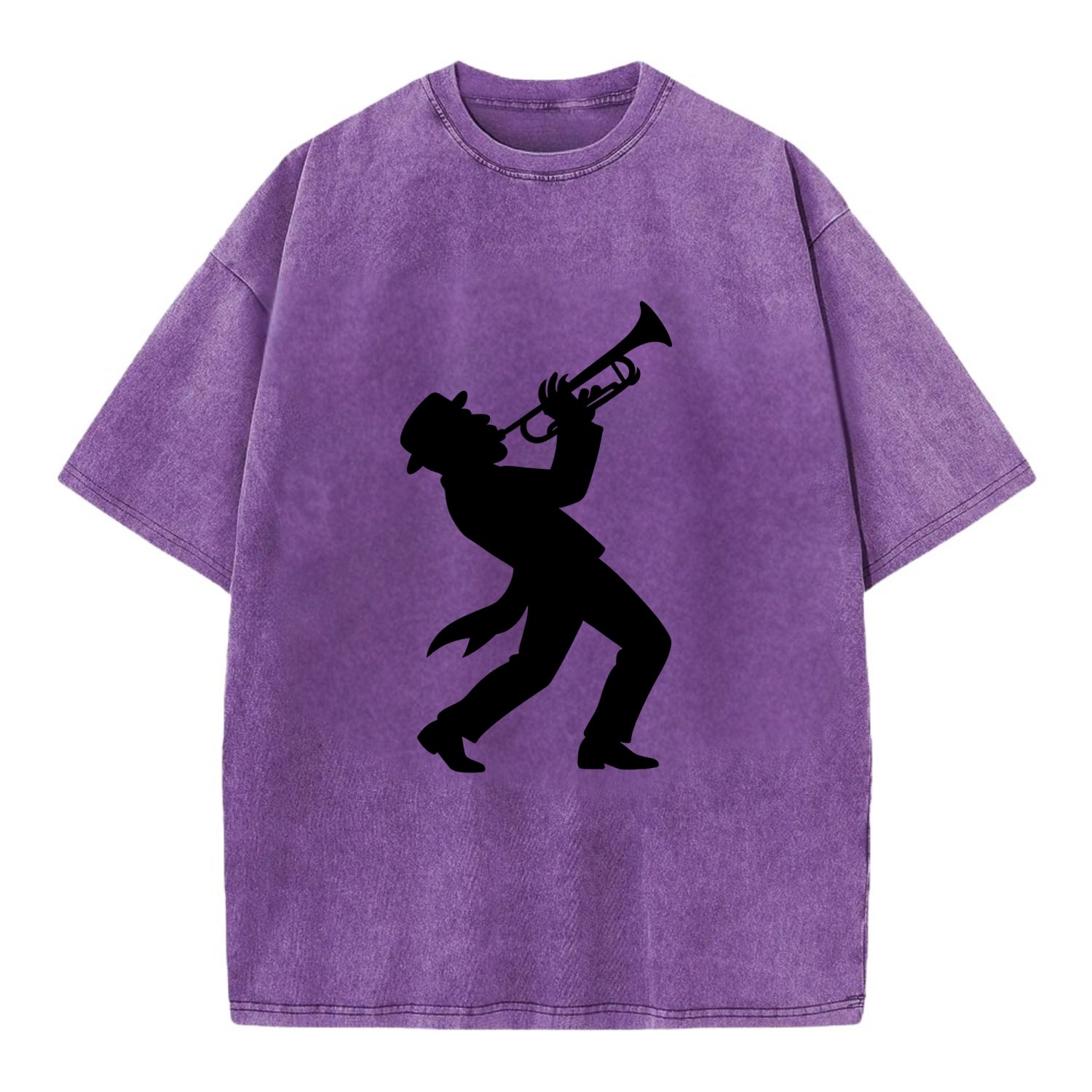 Trumpet player hitting high note - Vintage T-shirt - Purple