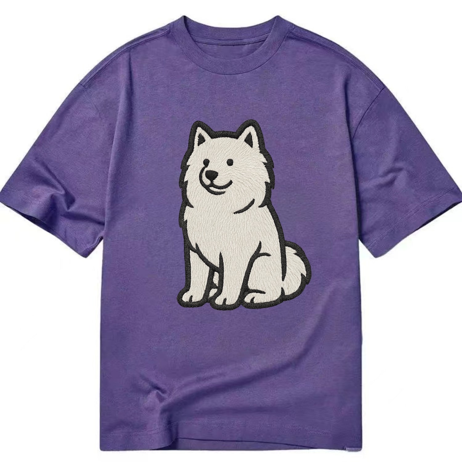 Samoyed - White fluffy embroidered desig Classic T-shirt - Purple