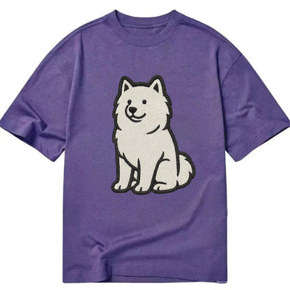 Samoyed - White fluffy embroidered desig Classic T-shirt - Purple