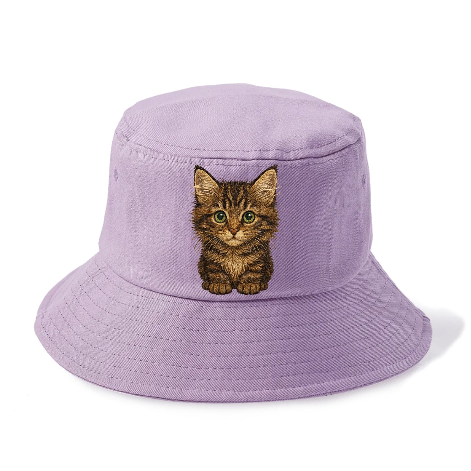 Baby Maine Coon Kitten - large fluffy tabby, tufted ears, big green eyes, lynx-like, - Bucket Hat - Purple