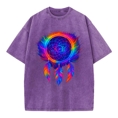 Dream Catcher Universe - Cosmic dreamcat - Vintage T-shirt - Purple