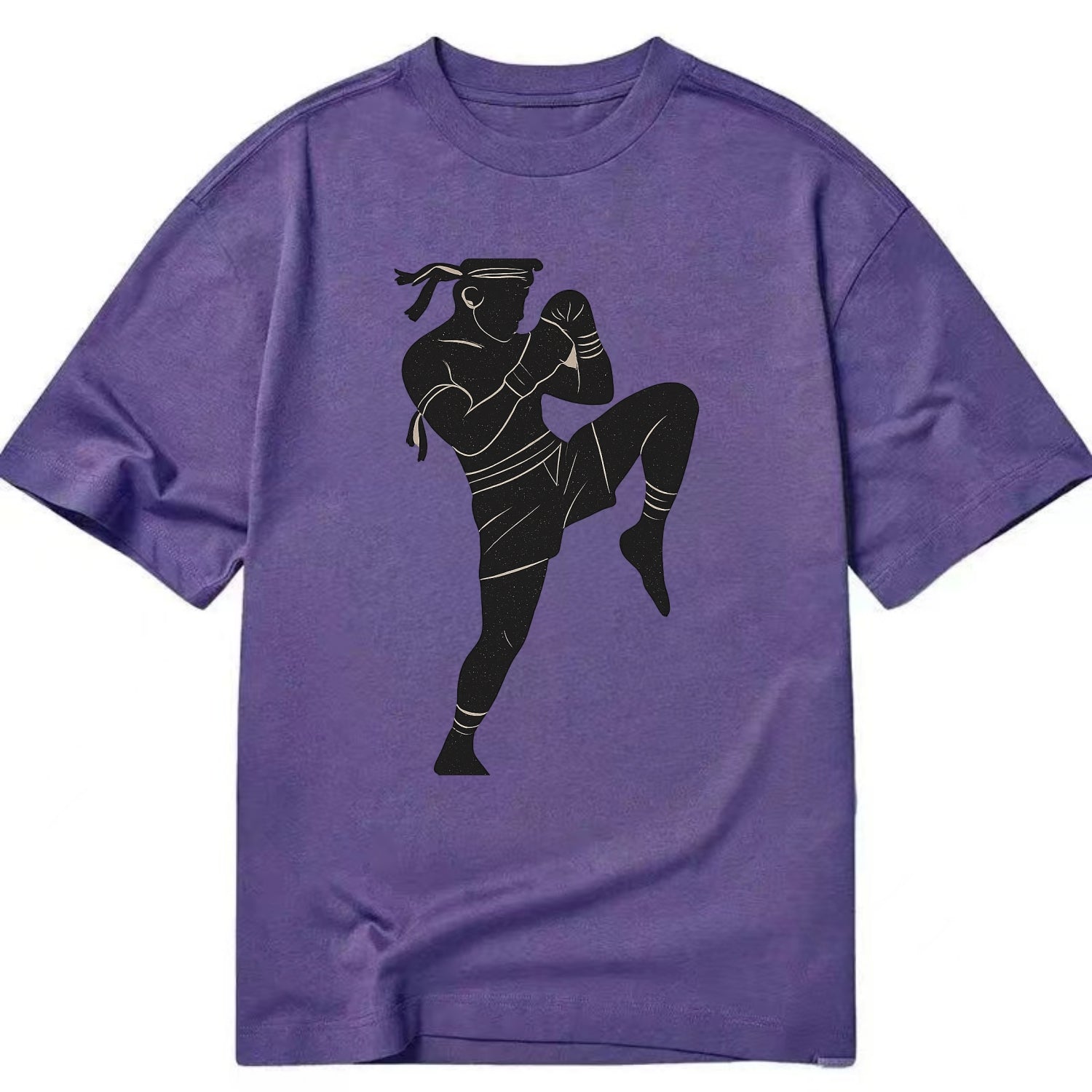 Muay Thai fighter with knee strike - Classic T-shirt - Purple