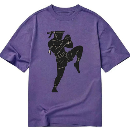 Muay Thai fighter with knee strike - Classic T-shirt - Purple