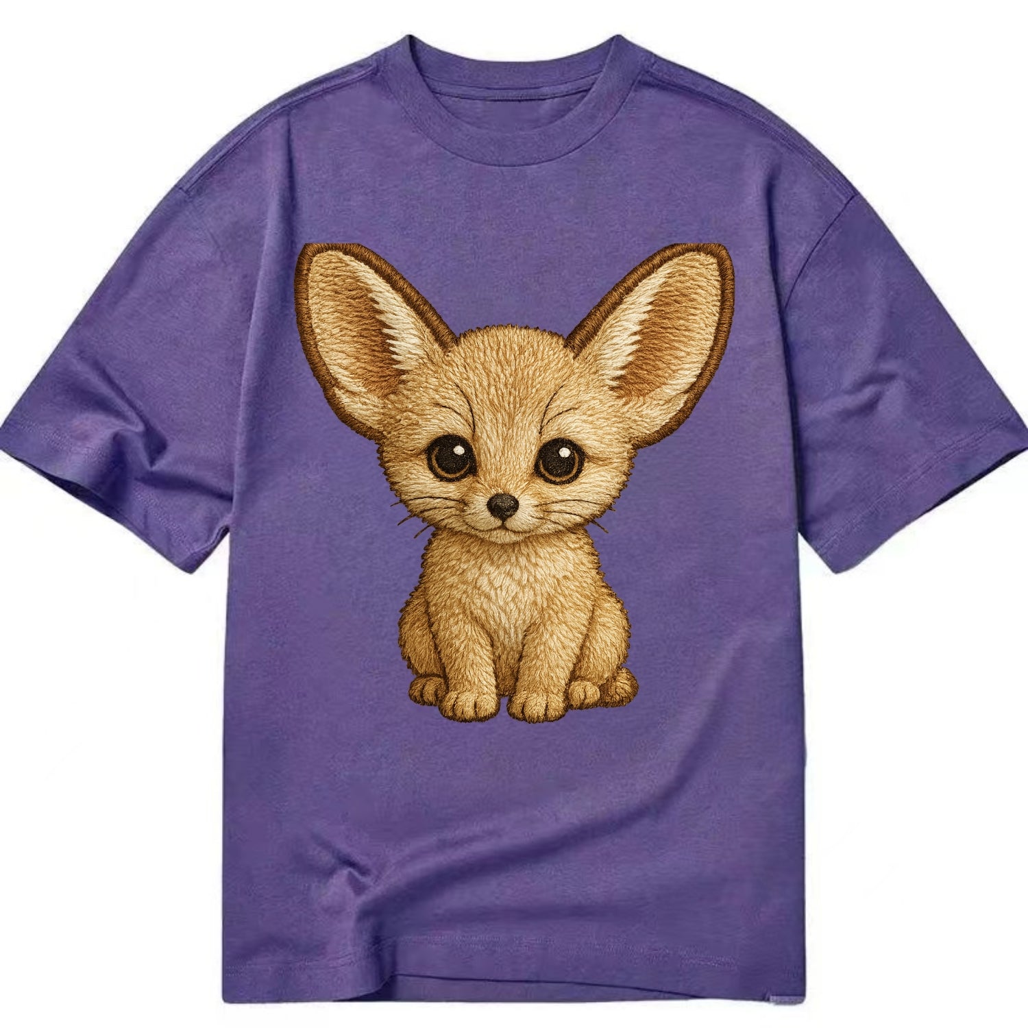 Baby Fennec Fox - huge ears, cream fur, large dark eyes, front-facing, desert baby - Classic T-shirt - Purple