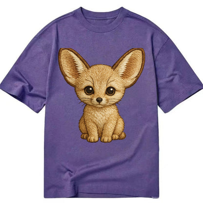 Baby Fennec Fox - huge ears, cream fur, large dark eyes, front-facing, desert baby - Classic T-shirt - Purple