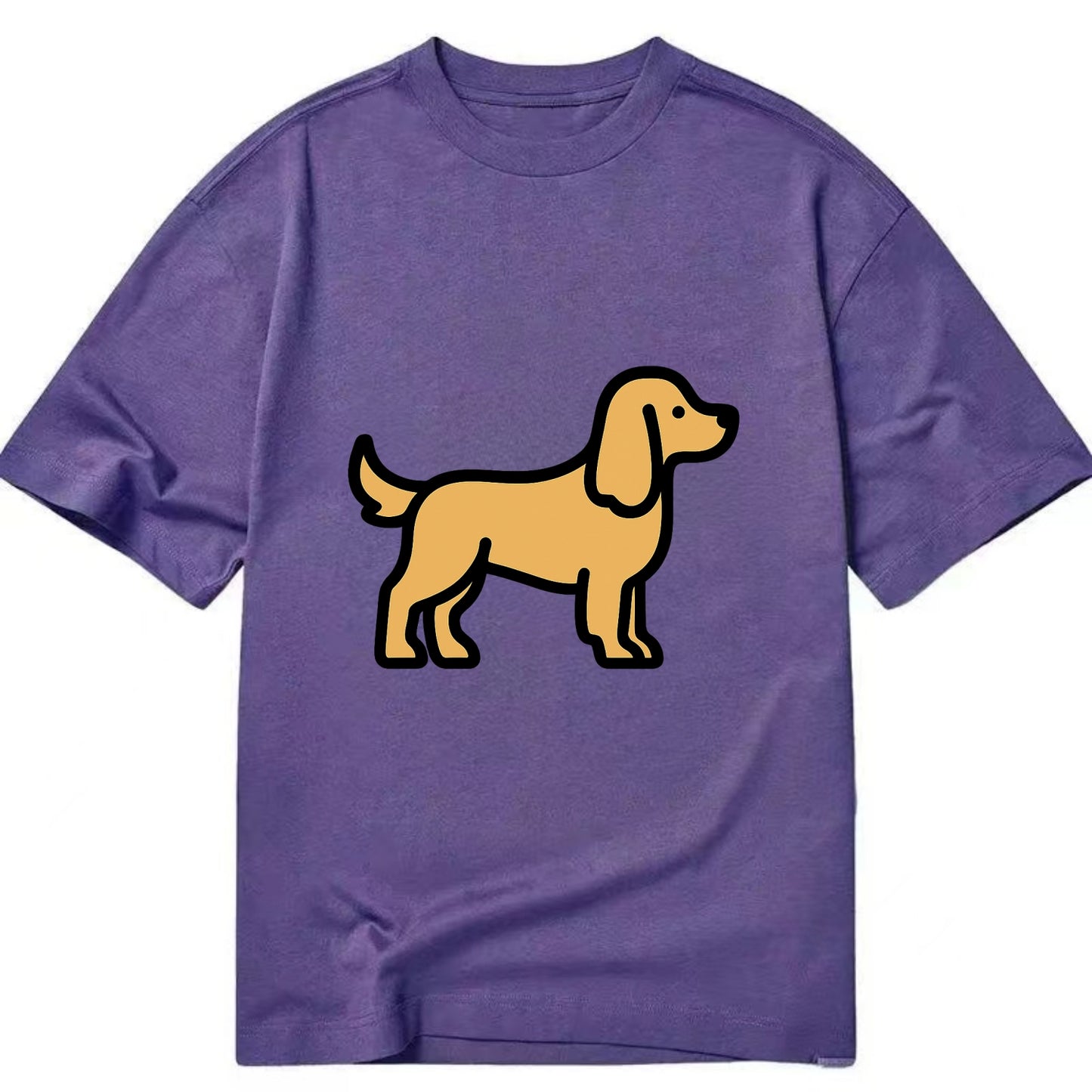 Cocker Spaniel - Golden colored flat side profile - Classic T-shirt - Purple