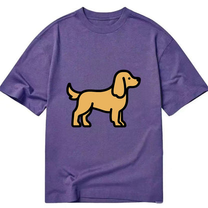 Cocker Spaniel - Golden colored flat side profile - Classic T-shirt - Purple