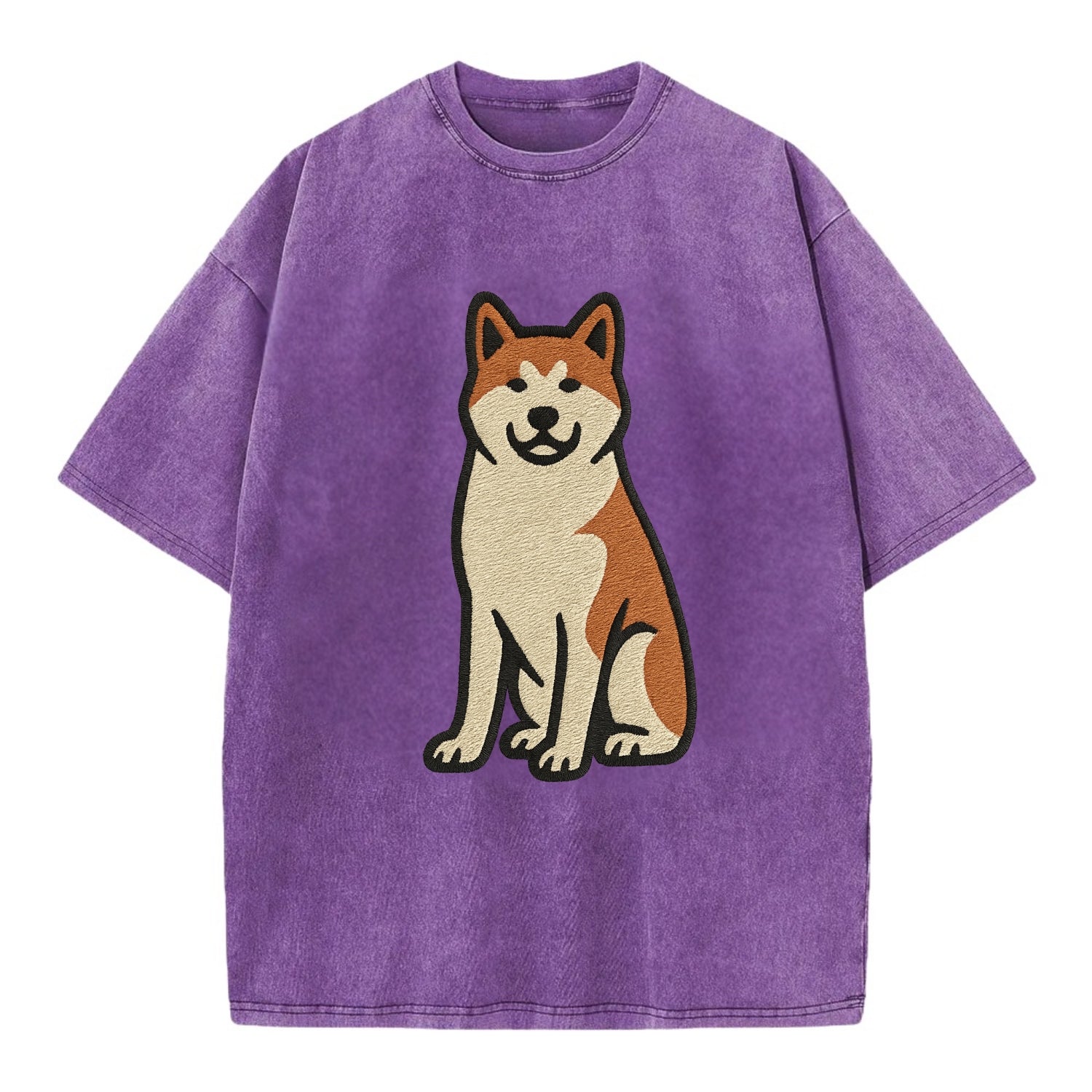 Akita - White and red sitting pose - Vin Vintage T-shirt - Purple