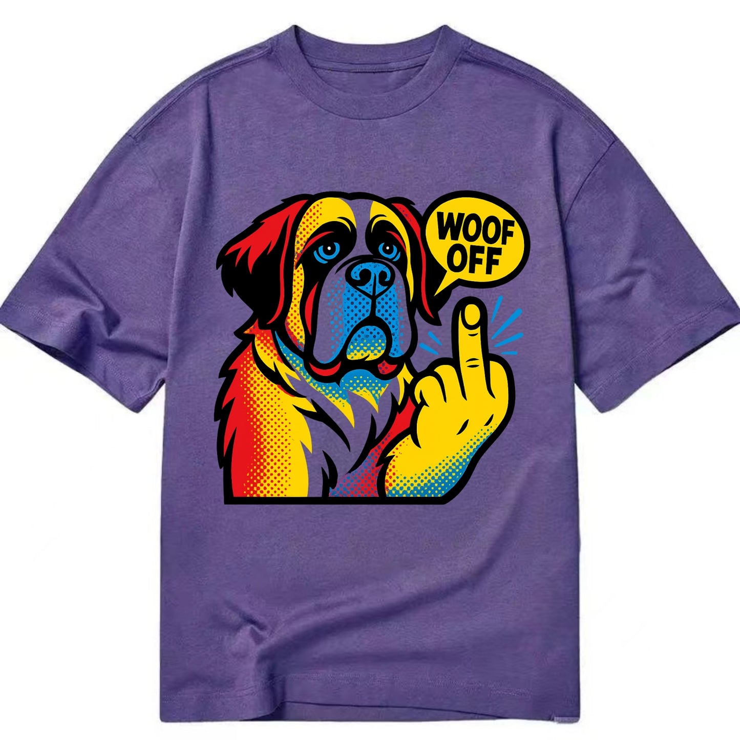 Saint Bernard with gentle giant face and droopy jowls, huge paw raised - Classic T-shirt - Purple