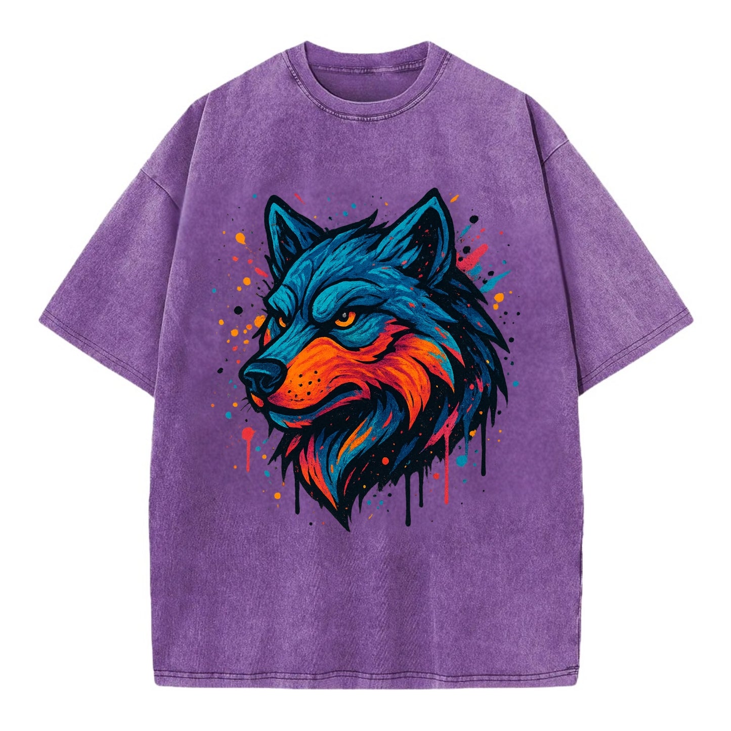 Velvet Wolf Royal  - Vintage T-shirt - Purple