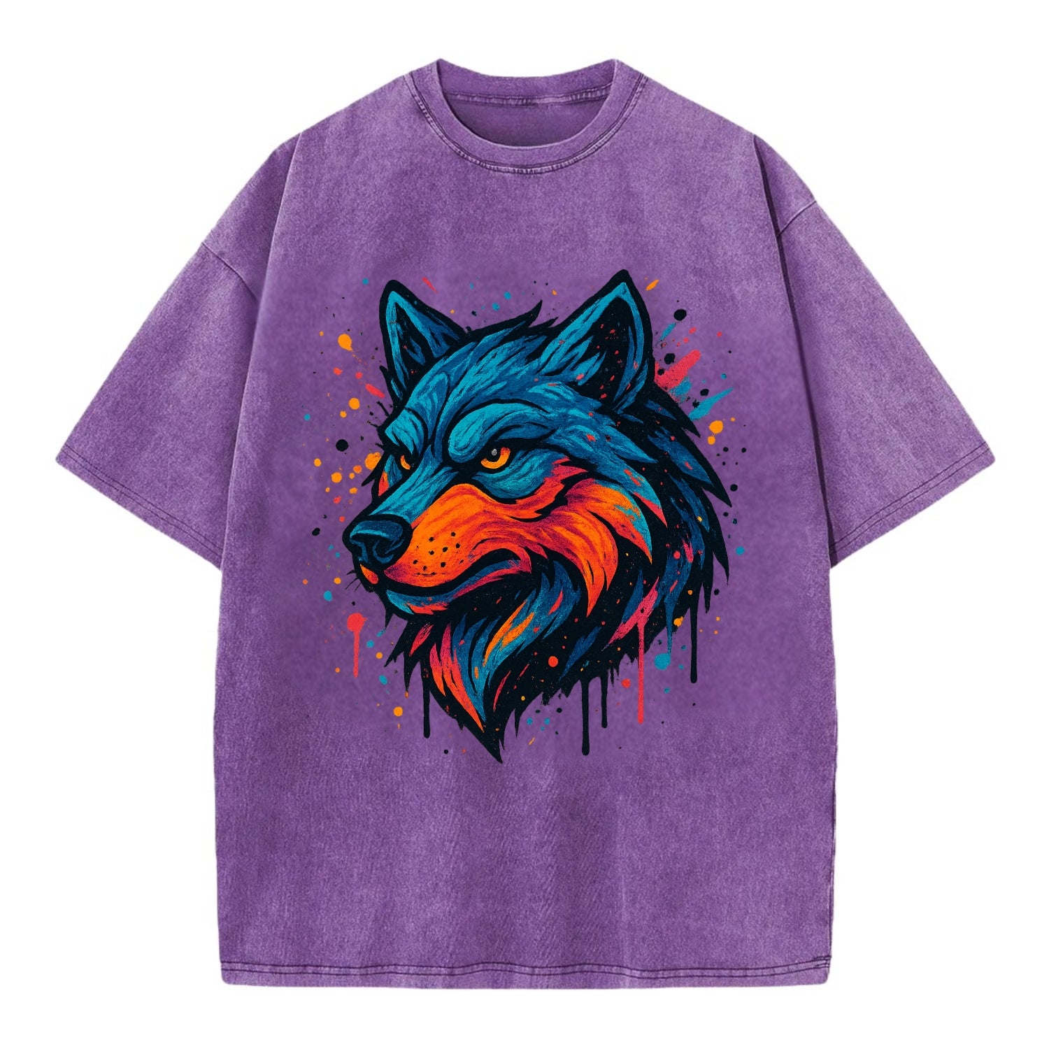 Velvet Wolf Royal  - Vintage T-shirt - Purple
