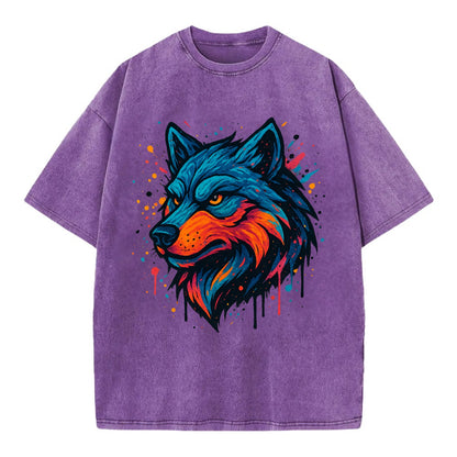 Velvet Wolf Royal  - Vintage T-shirt - Purple
