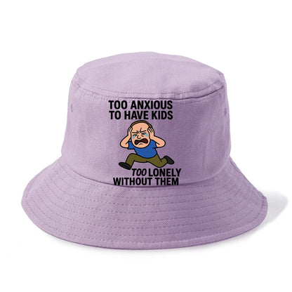 Person paralyzed between two fears - "Too anxious to have kids, too lonely without - Bucket Hat - Purple