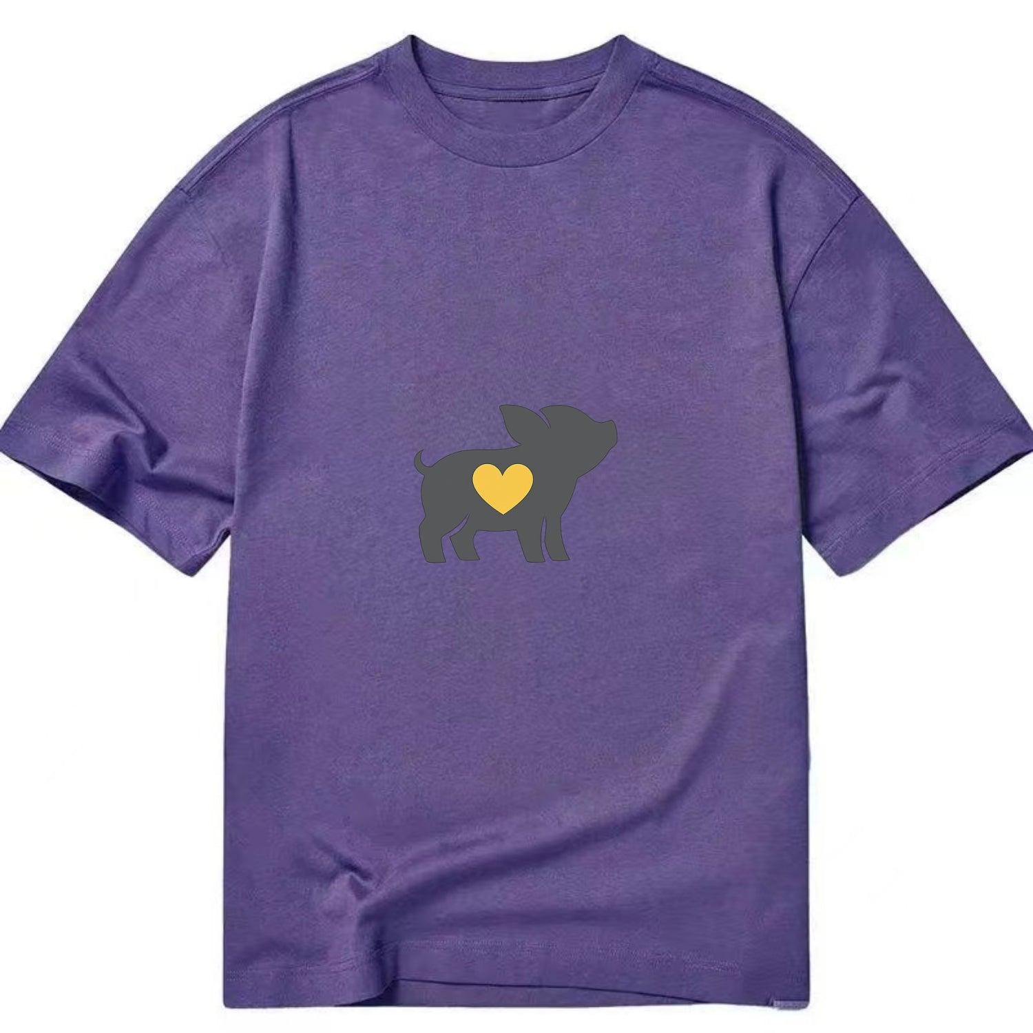 SMALL BUT BRAVE | Tiny piglet silhouette | Big heart within | Courage despite - Classic T-shirt - Purple
