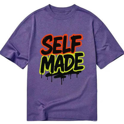 Bold typography design - "SELF MADE" - built from nothing, earned success - Classic T-shirt - Purple