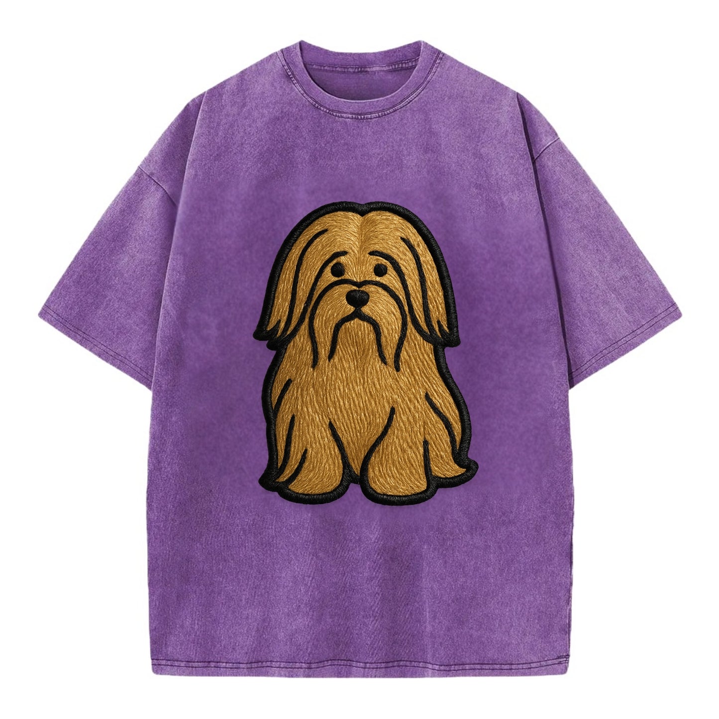 Lhasa Apso - Trendy long-haired design w - Vintage T-shirt - Purple