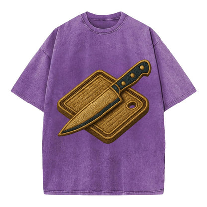 Chef knife with cutting board - culinary enthusiast - Vintage T-shirt - Purple