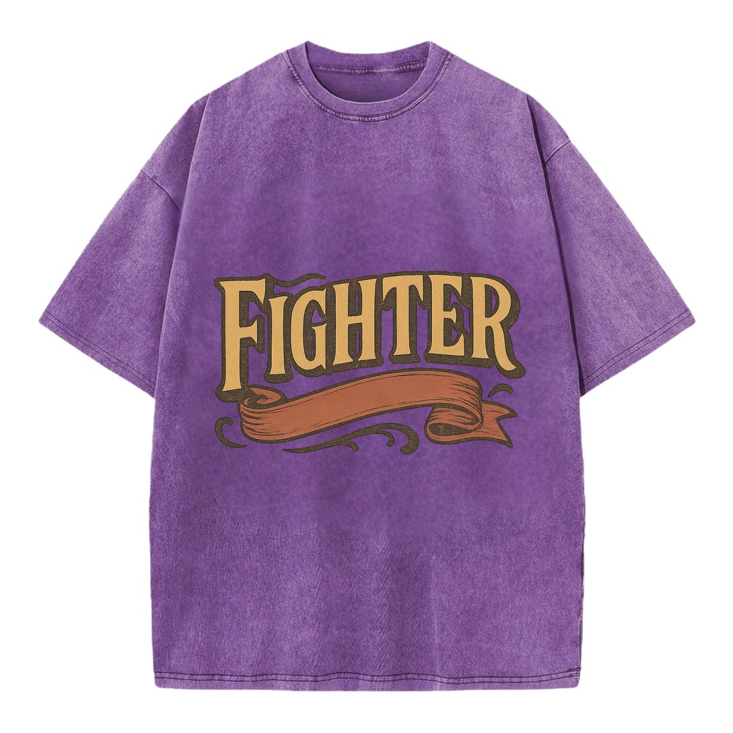 Bold typography design - "FIGHTER" - never giving up, battling on - Vintage T-shirt - Purple