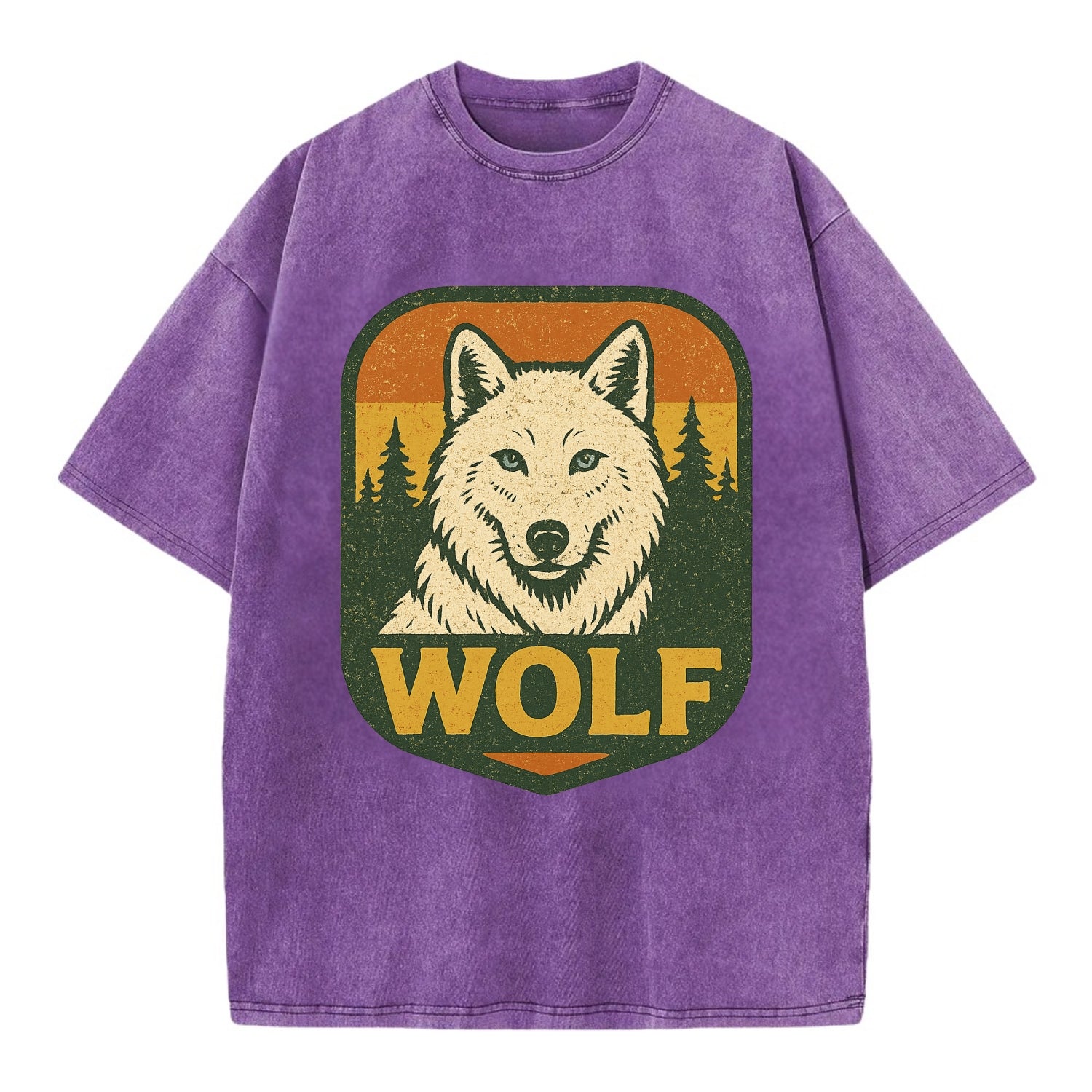 Arctic White Wolf  - Vintage T-shirt - Purple