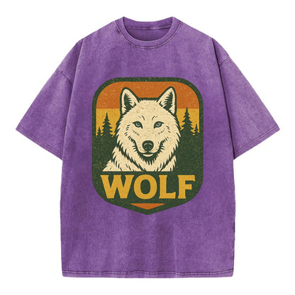 Arctic White Wolf  - Vintage T-shirt - Purple