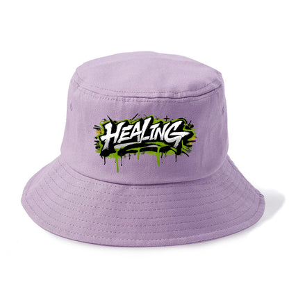 Bold typography design - "HEALING" - in recovery, getting better - Bucket Hat - Purple