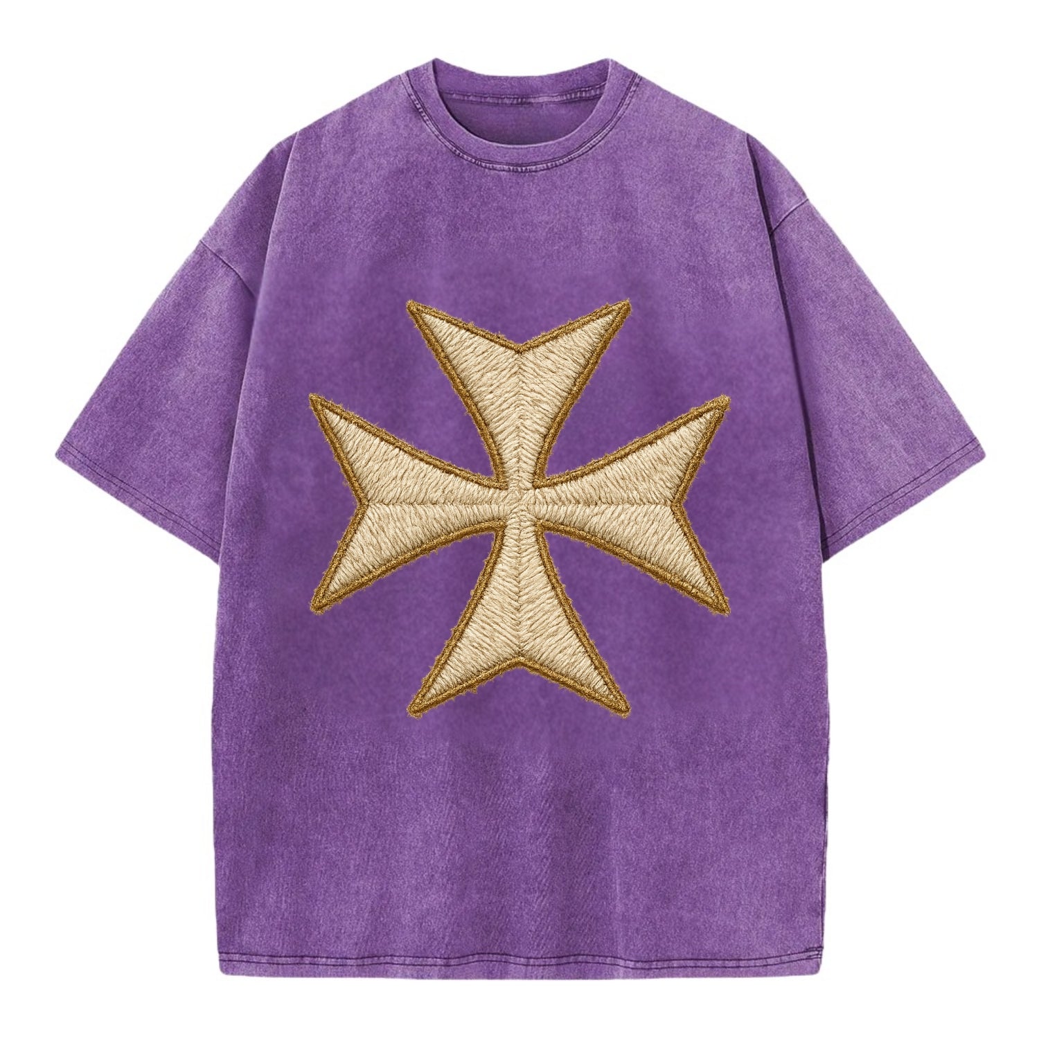 Hospitaller Cross  - Vintage T-shirt - Purple