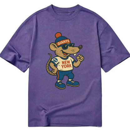 New York Rat wearing Giants beanie with subway patch and wayfarer sunglasses - Classic T-shirt - Purple