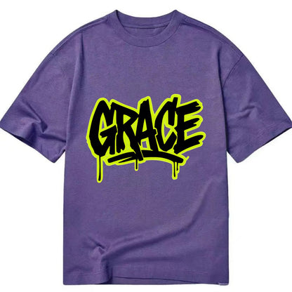 Bold typography design - "GRACE" - elegance under pressure, divine favor - Classic T-shirt - Purple