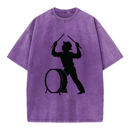 Drummer with drumsticks raised high - Vintage T-shirt - Purple