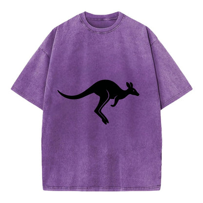 Kangaroo leaping across outback - Vintage T-shirt - Purple