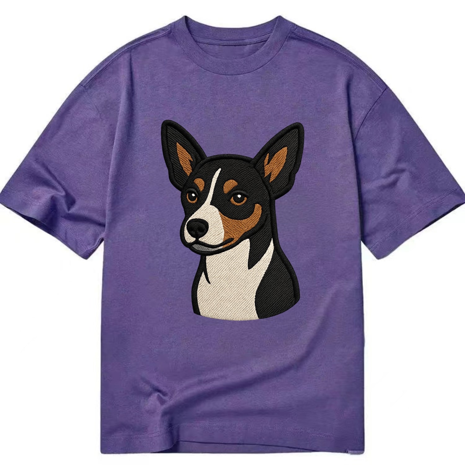 Rat Terrier - Tri-color embroidered pose - Classic T-shirt - Purple