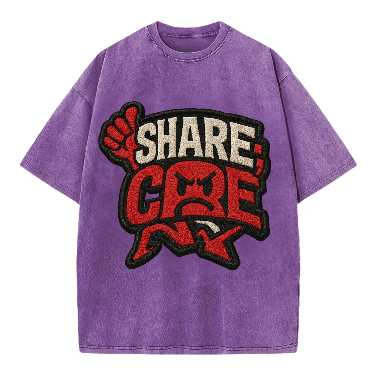 SHARE;CARE TOO MUCH Oversharer Green Hat - Vintage T-shirt - Purple