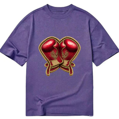 Embroidered patch design - BOXING GLOVES - red boxing gloves crossed in crimson - Classic T-shirt - Purple