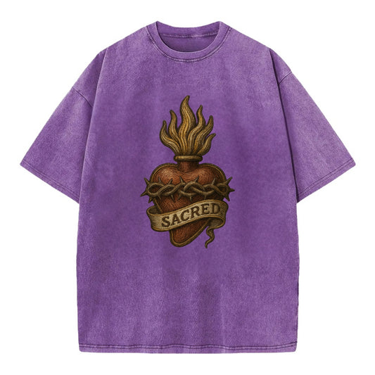 Sacred Heart  - Vintage T-shirt - Purple