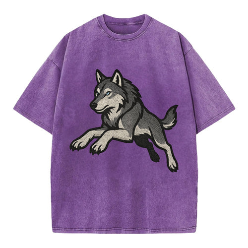 Wolf Leaping Action  - Vintage T-shirt