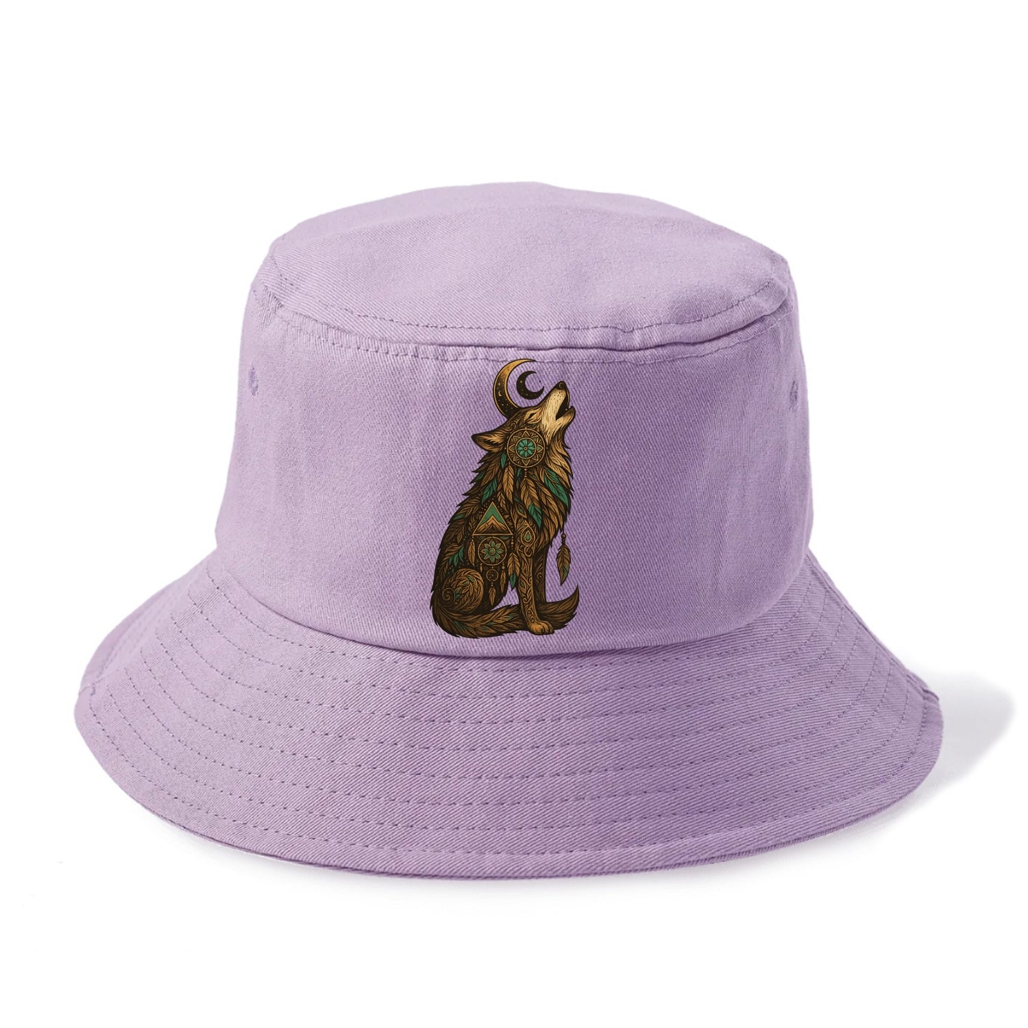 Celestial Moon Wolf  - Bucket Hat - Purple