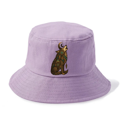 Celestial Moon Wolf  - Bucket Hat - Purple