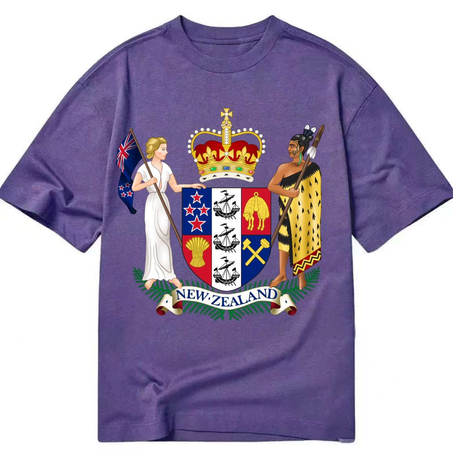 Coat Of Arms Of New Zealand - Classic T-shirt - Purple