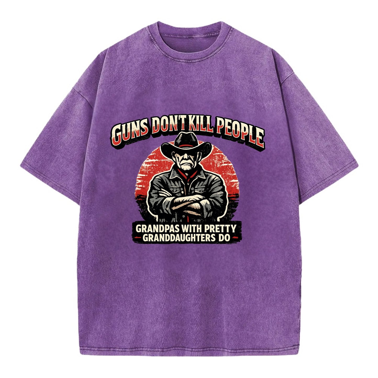 Grandpas Pretty Granddaughters - Cowboy - Vintage T-shirt - Purple