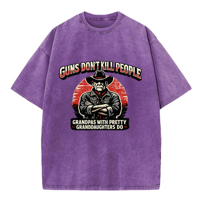 Grandpas Pretty Granddaughters - Cowboy - Vintage T-shirt - Purple